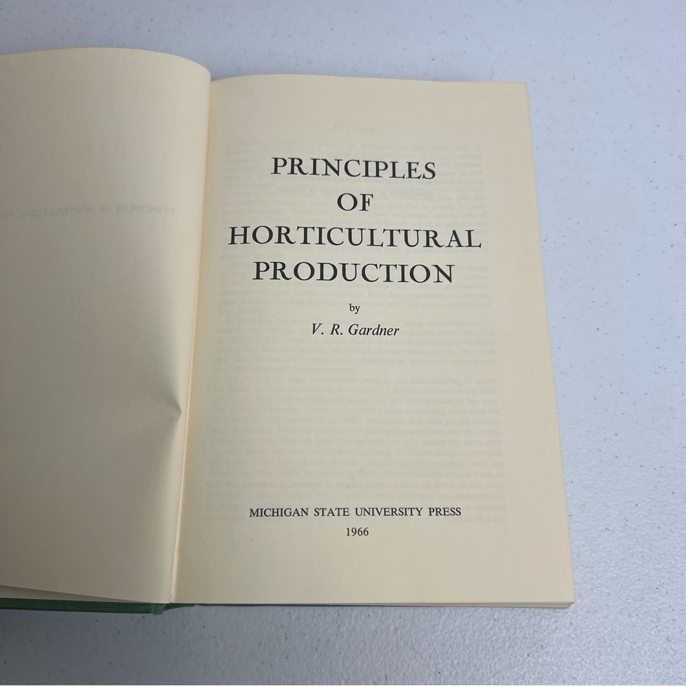Principles of Horticultural Production VTG Book by V. R. Gardner 1966 HC